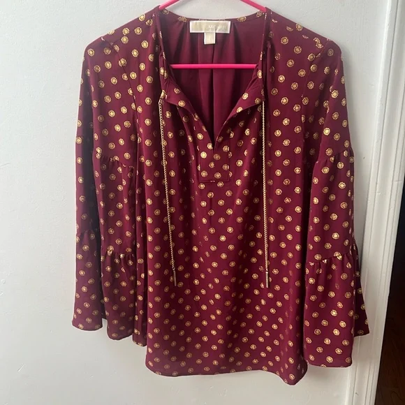 MICHAEL Michael Kors Tops Michael Kors Dark Red And Gold